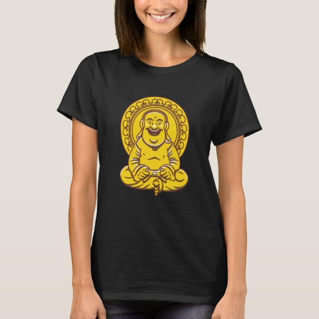 VXL Buddha Monk Namaste Praying Pray Laugh Buddhis T-Shirt (Front)