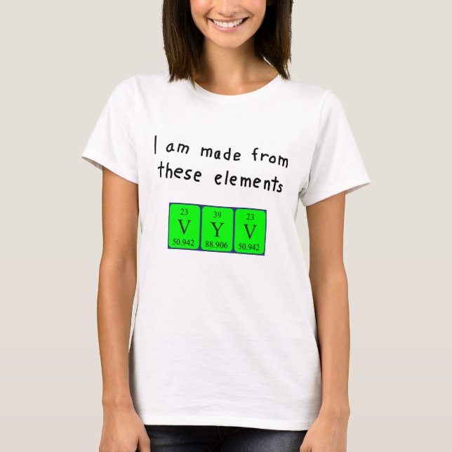 Vyv periodic table name shirt (Front)