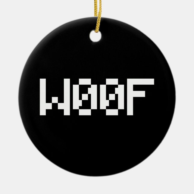W00F [Leetspeak Animal Sounds] Ceramic Tree Decoration (Front)