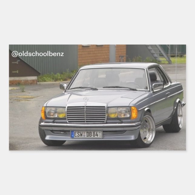 W123 C123 Coupe Mercedes Benz Rectangular Sticker (Front)