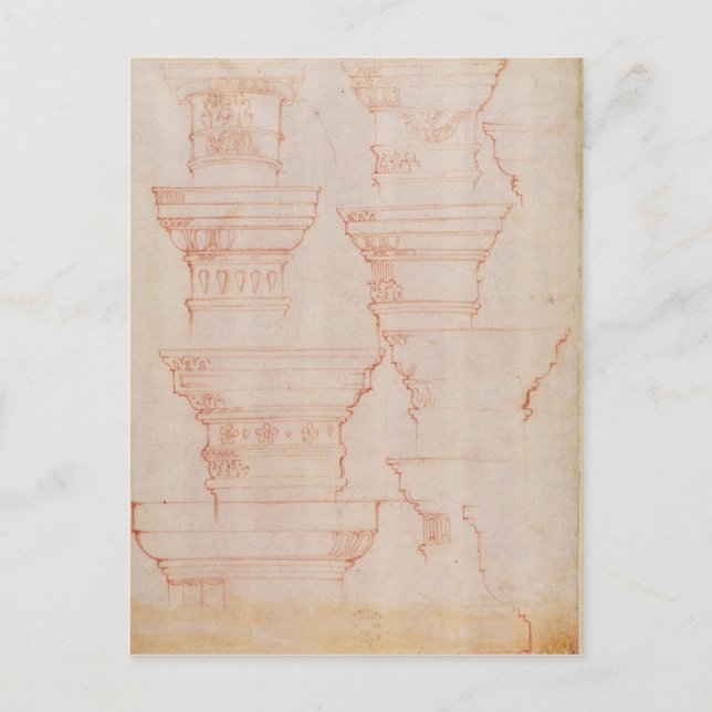W.18v Study of column capitals Postcard (Front)