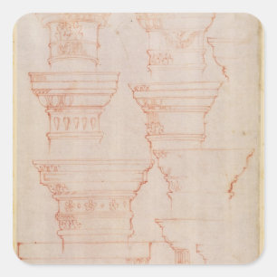 W.18v Study of column capitals Square Sticker