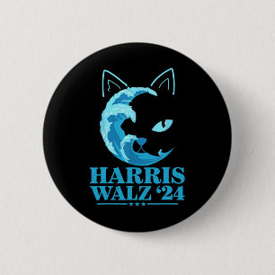 W 24 Blue Wave Of Cat Ladies Vote For Kamala  6 Cm Round Badge
