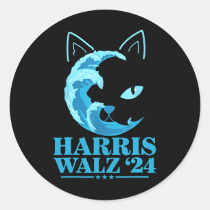 W 24 Blue Wave Of Cat Ladies Vote For Kamala Classic Round Sticker