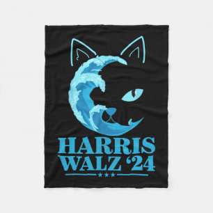 W 24 Blue Wave Of Cat Ladies Vote For Kamala Fleece Blanket