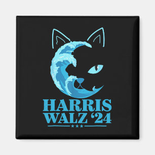 W 24 Blue Wave Of Cat Ladies Vote For Kamala  Magnet