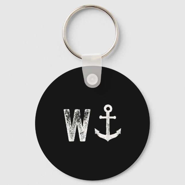 W Anchor Funny Wanker Jerk British Slang  Key Ring (Front)