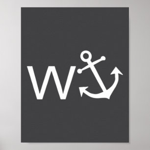 W Anchor Funny Wanker Jerk Funny Slang  Poster