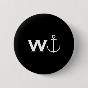 W Anchor Wanker Funny Sailing Boating 6 Cm Round Badge