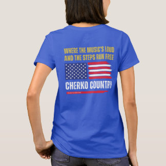 (W-Blue) US Flag / Music's Loud & Steps Run Free T-Shirt