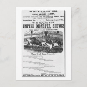 W. C. Coup's New United Monster Shows Ad Postcard