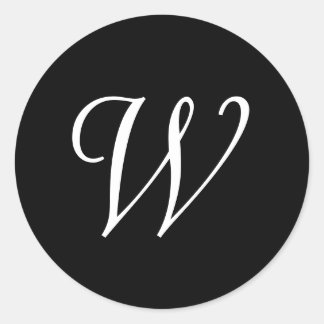 W Cursive Wedding Monogram Black White Stickers