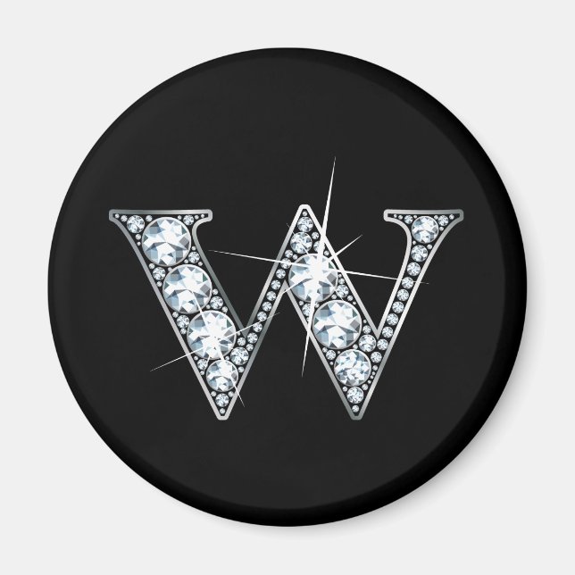 "W" Diamond Bling Magnet (Front)