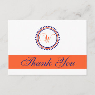 W Dot Circle Monogam Thank You (Orange/Navy Blue)