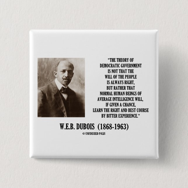 W.E.B. Dubois Theory Of Democratic Government 15 Cm Square Badge (Front)