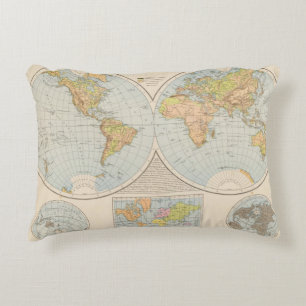 W, E Halbkugel World Map Decorative Cushion