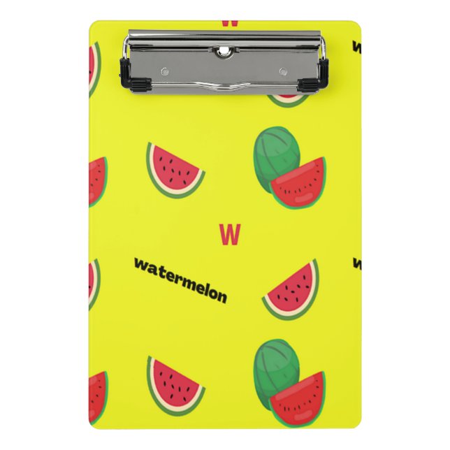 W for watermelon yellow mini clipboard (Front)