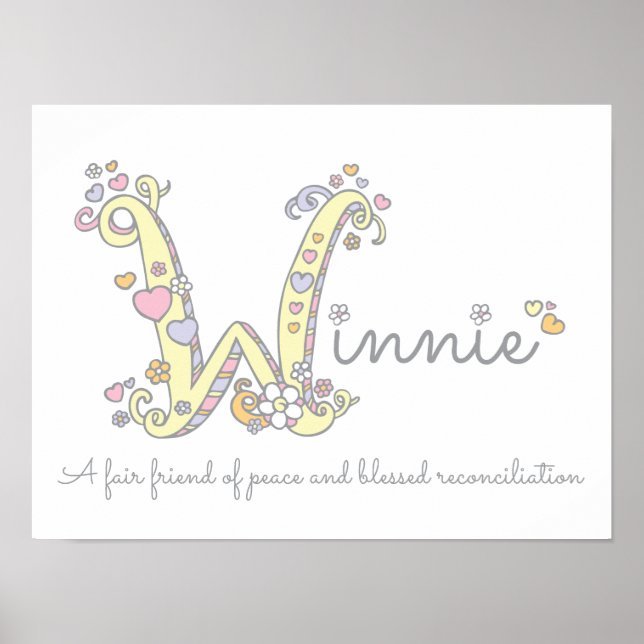 W for Winnie initial doodle art name meaning Poster (Front)