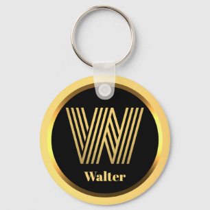 W Gold Monogrammed Letter Personalised Keychain