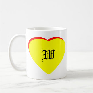 "W" Heart Yellow Red Wedding Invitation The MUSEUM Coffee Mug