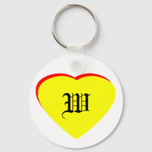 "W" Heart Yellow Red Wedding Invitation The MUSEUM Key Ring