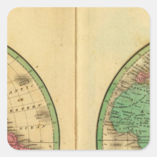 W Hemisphere, E Hemisphere Square Sticker