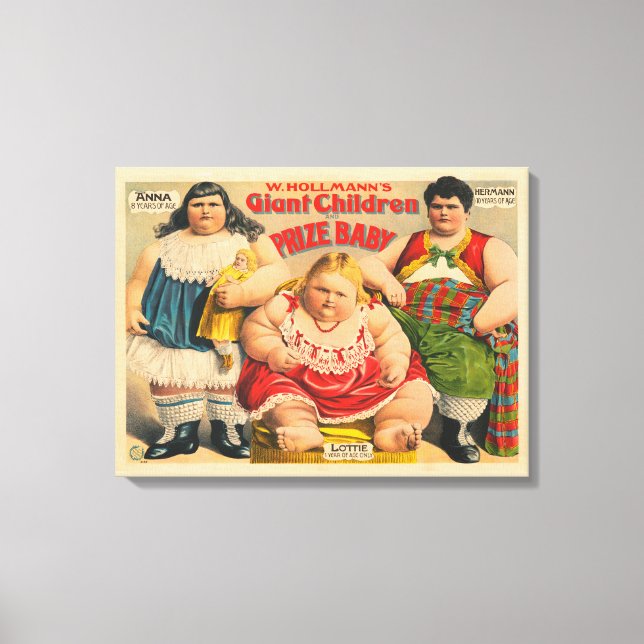 W. Hollmann's Giant Children And Prize Baby. Canvas Print (Front)