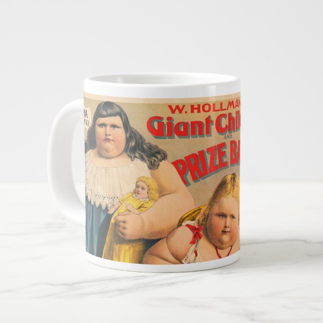 W. Hollmann's Giant Children And Prize Baby. Large Coffee Mug (Front Left)