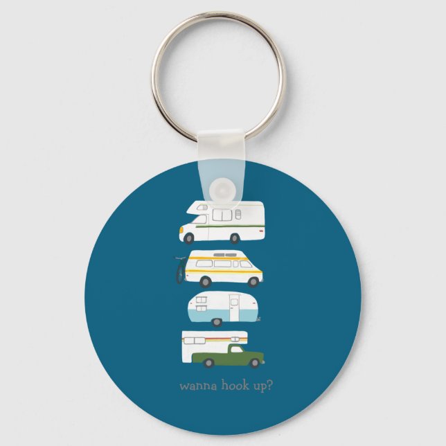 W Hook Up Funny Campervan Vanlife Rv Trailer  Key Ring (Front)