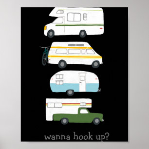 W Hook Up Funny Campervan Vanlife Rv Trailer Poster