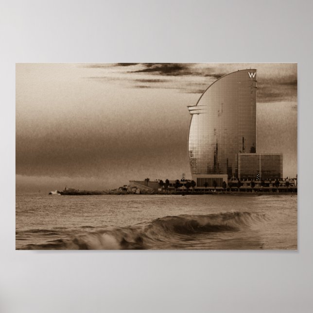 W Hotel in Barcelona, at the Barceloneta beach. Poster (Front)