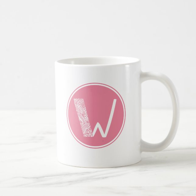 W Initial Floral Monogram Coffee Mug (Right)