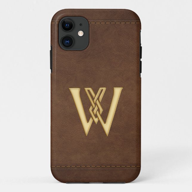 W Initial Leather-look Customised Phone Case (Back)