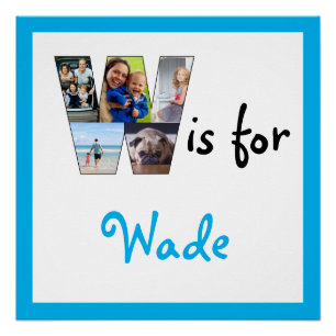 W is for Blue Name Photo Poster