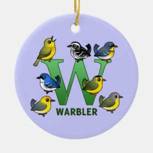 W is for Warbler Ceramic Tree Decoration
