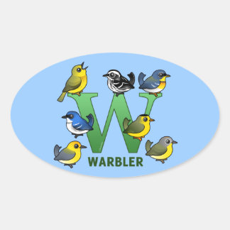 W is for Warbler Oval Sticker