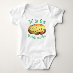 W is for Welsh Rarebit Savoury Cheese Toast Wales Baby Bodysuit