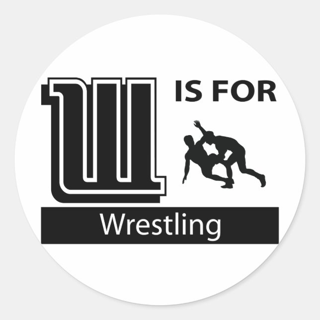W Is For Wrestling Classic Round Sticker (Front)