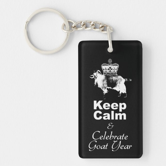 W Keep Calm Celebrate Goat Year Monogram 2sided KC Key Ring (Front)
