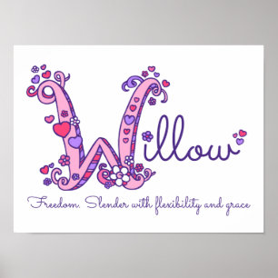 W monogram art Willow girls name meaning poster