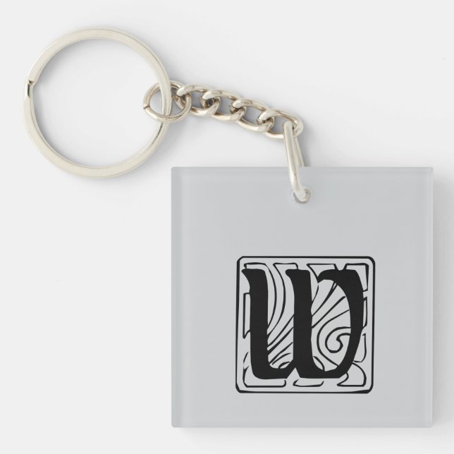 W Monogram black Key Ring (Front)