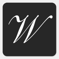 W Monogram Initial White on Black