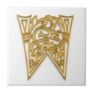 W Monogram "Irish Gold" Ceramic Tile