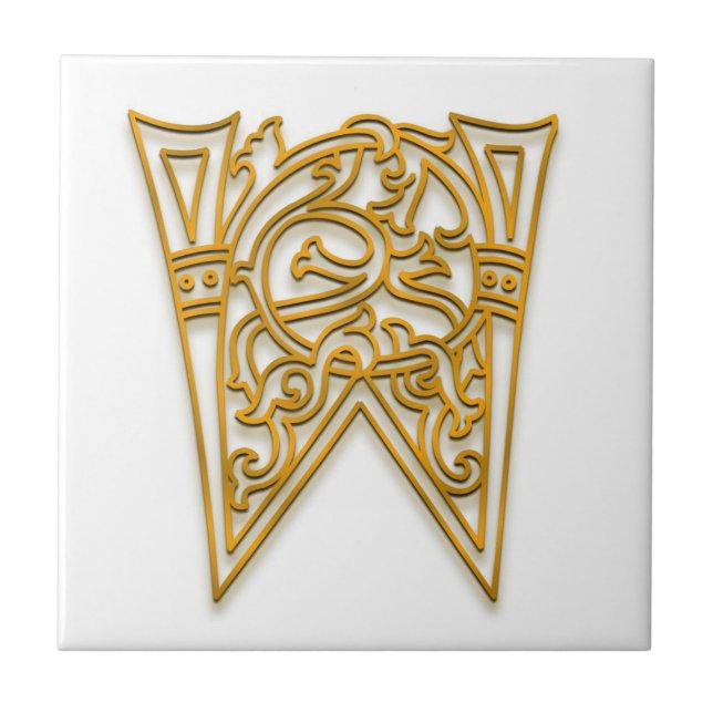 W Monogram "Irish Gold" Ceramic Tile (Front)