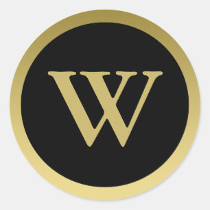 W :: Monogram W Elegant Gold and Black Sticker