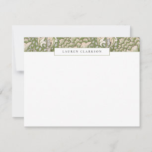 W. Morris Green Floral Top Border Stationery card