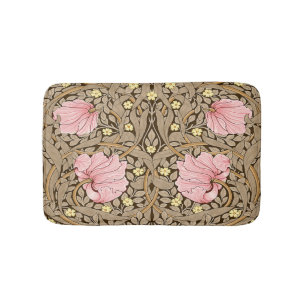 W Morris Pimpernel Pattern in Pink & Sepia Bath Mat