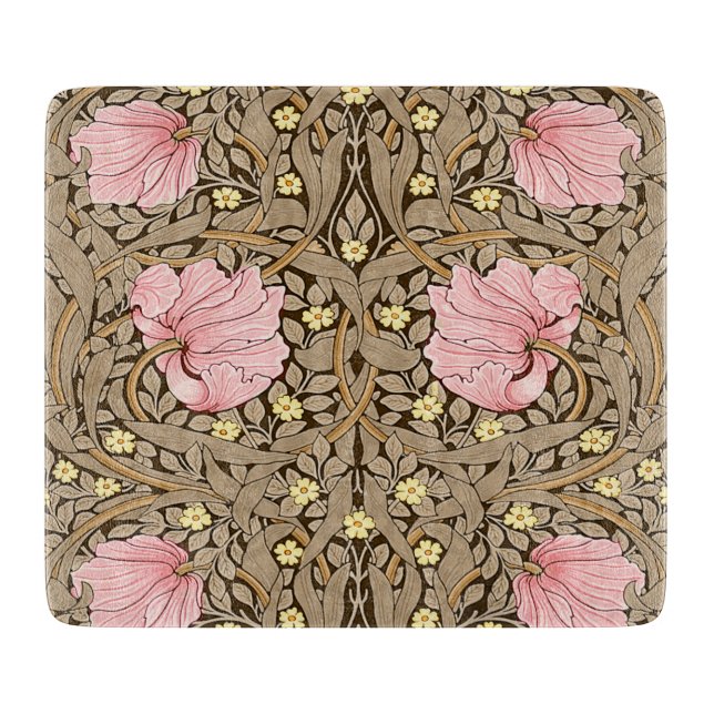 W Morris Pimpernel Pattern in Pink & Sepia Cutting Board (Front)