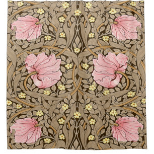 W Morris Pimpernel Pattern in Pink & Sepia Shower Curtain