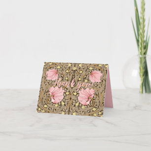 W Morris Pimpernel Pattern in Pink & Sepia Thank You Card